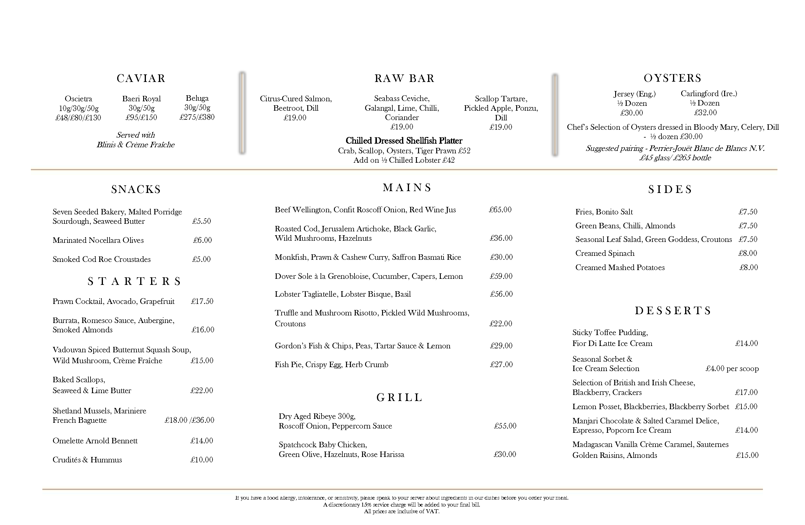 Restaurant gordon deals ramsay menu