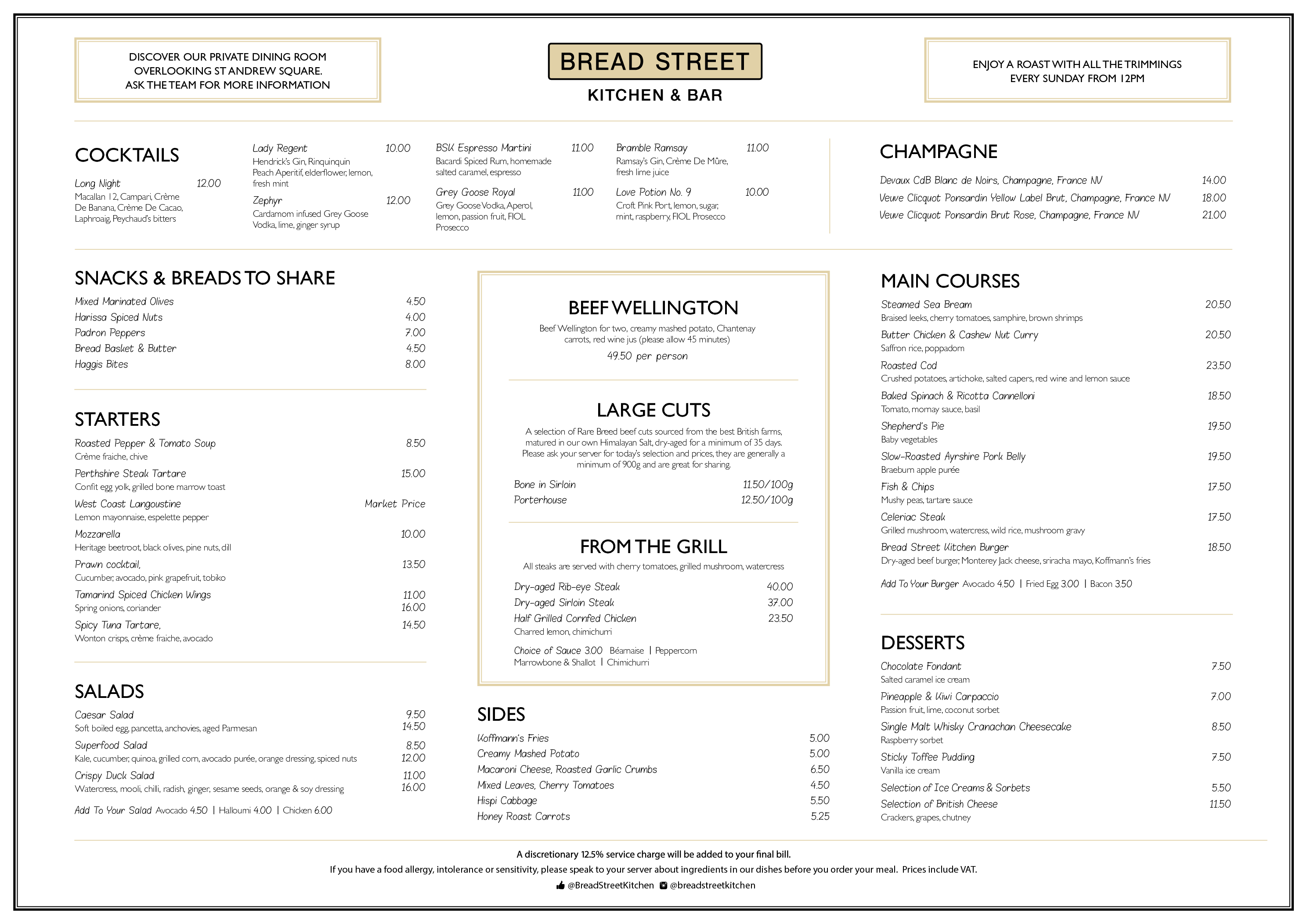 bread street kitchen and bar menu